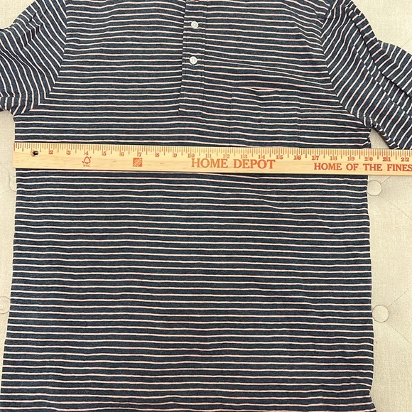 Faherty 100% Cotton Striped Denim Blue Long-Sleeve Polo - Size Medium - Picture 6 of 7